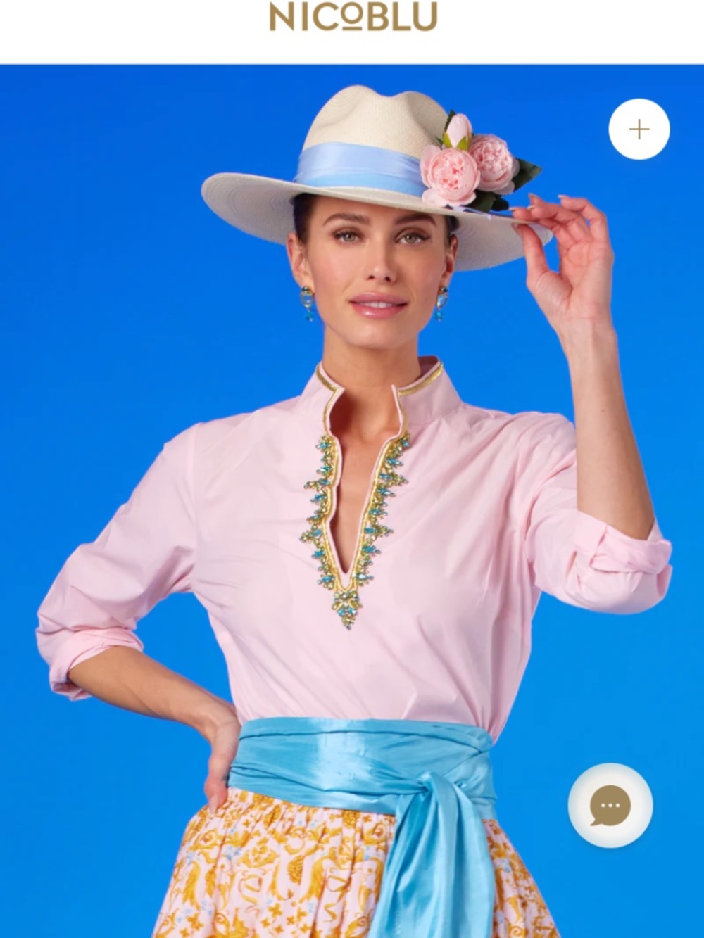 Nicoblu Circa Embellished tunic in Pink